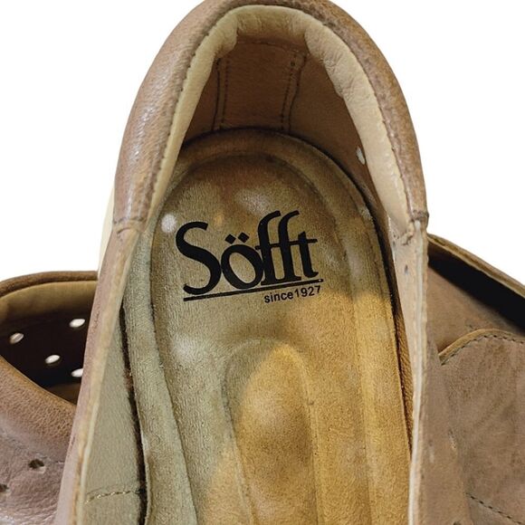 Sofft Noreen Luggage Sport Toupe Leather Perferated Sneaker Size 7.5 - Picture 8 of 9